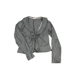 Lux Black and White Striped Tie-Front Jacket